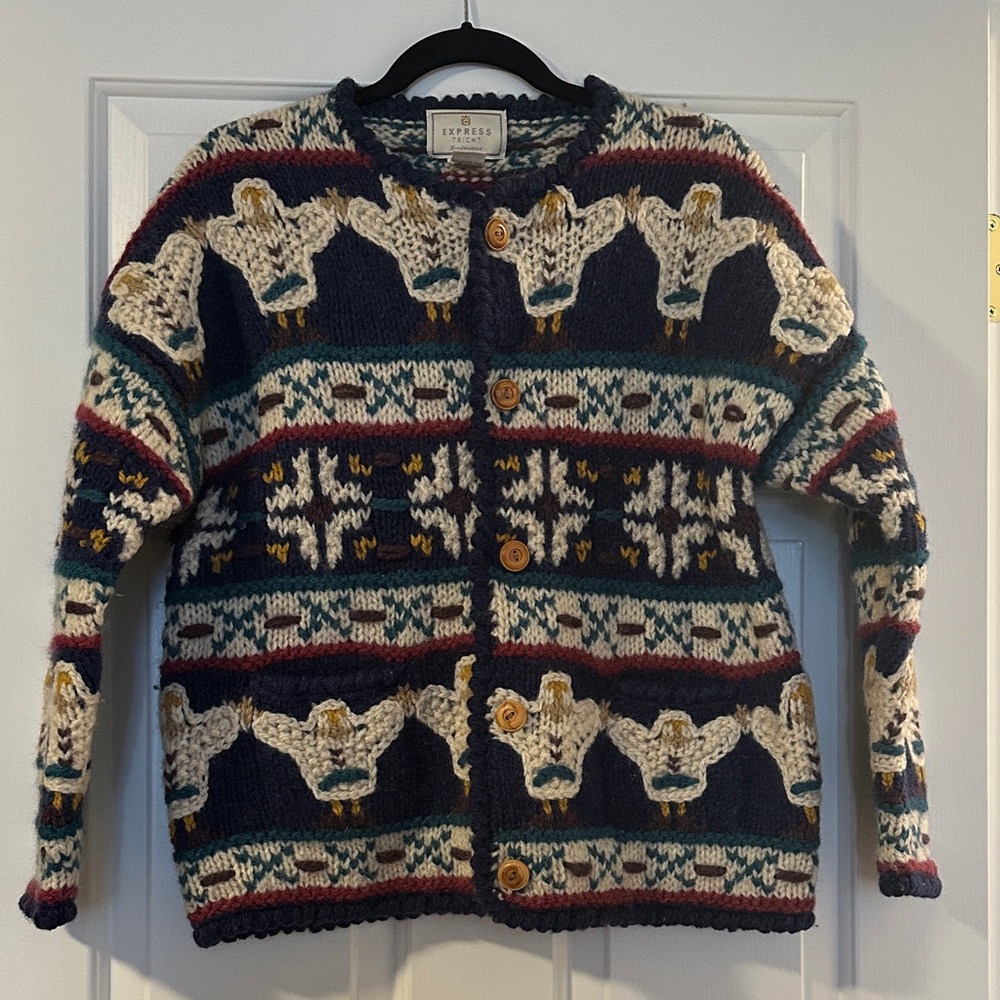 Vintage Express Hand knitted Wool Cardigan
